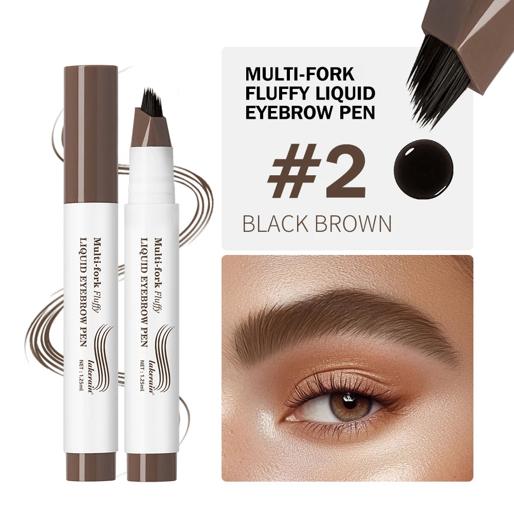 Waterproof Multi-Fork Liquid Eyebrow Pen for Natural Brows