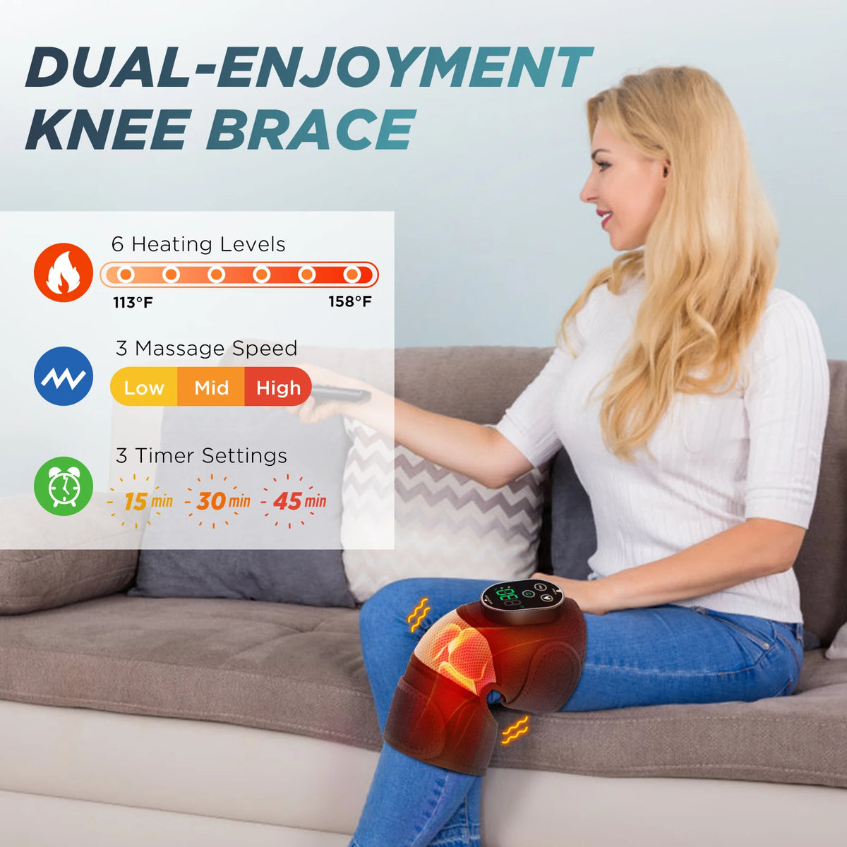 Heated Vibrating Knee Massager Wrap for Joint Pain Relief