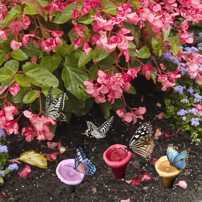 Flower Shape Bee and Butterfly Drinking Water Feeder Station - 5