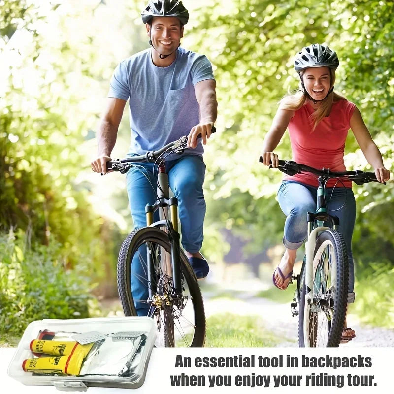 Bike Tire Puncture Repair Kit with Vulcanizing Patches and Tools