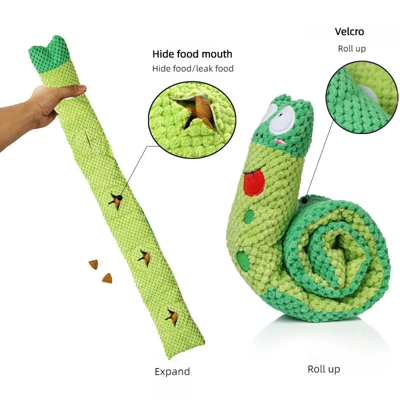 Foldable Squeaky Snail Plush Chew Toy for Dogs