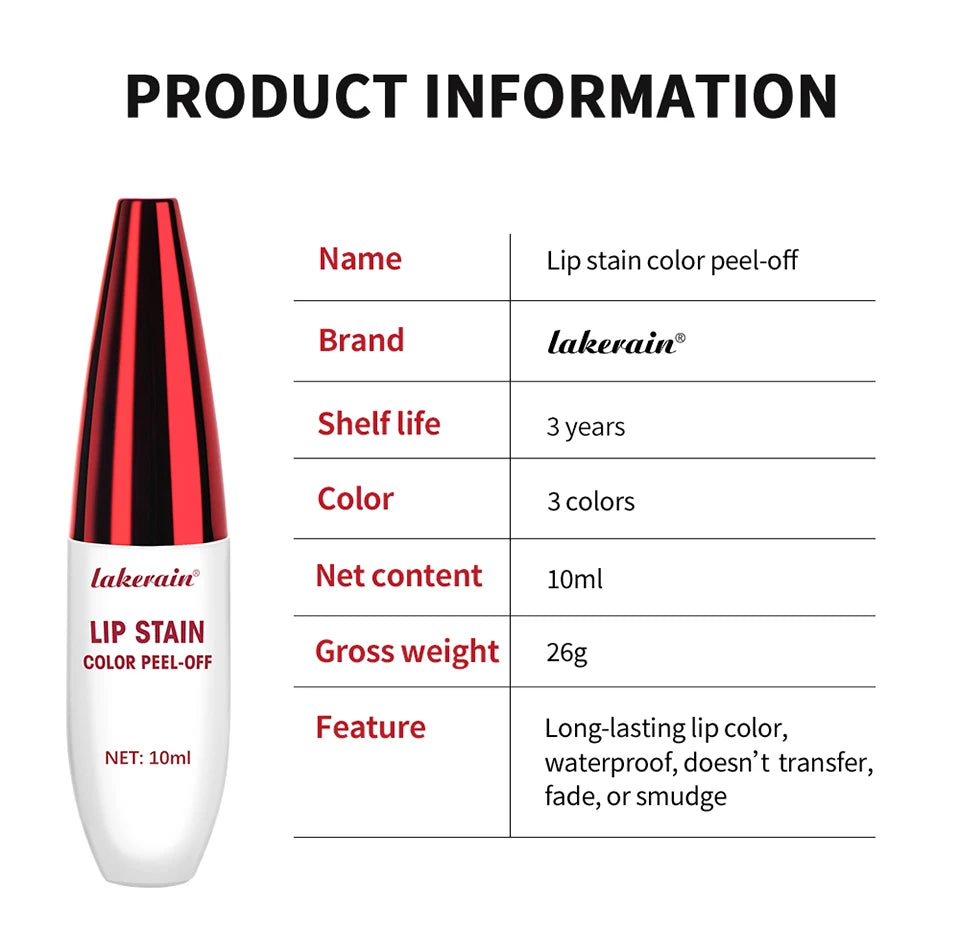 Waterproof Peel-Off Matte Lip Stain Tint - 12