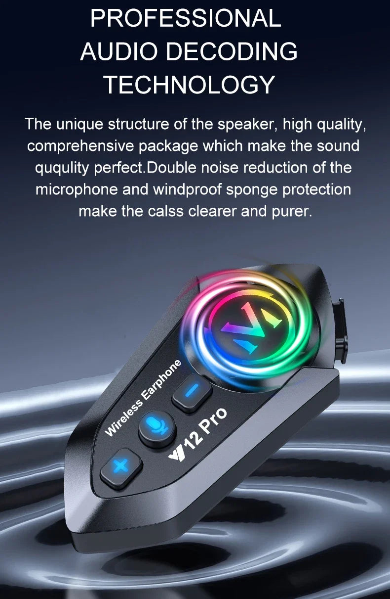 Wireless Motorcycle Helmet Bluetooth Headset with 500M Intercom - 15