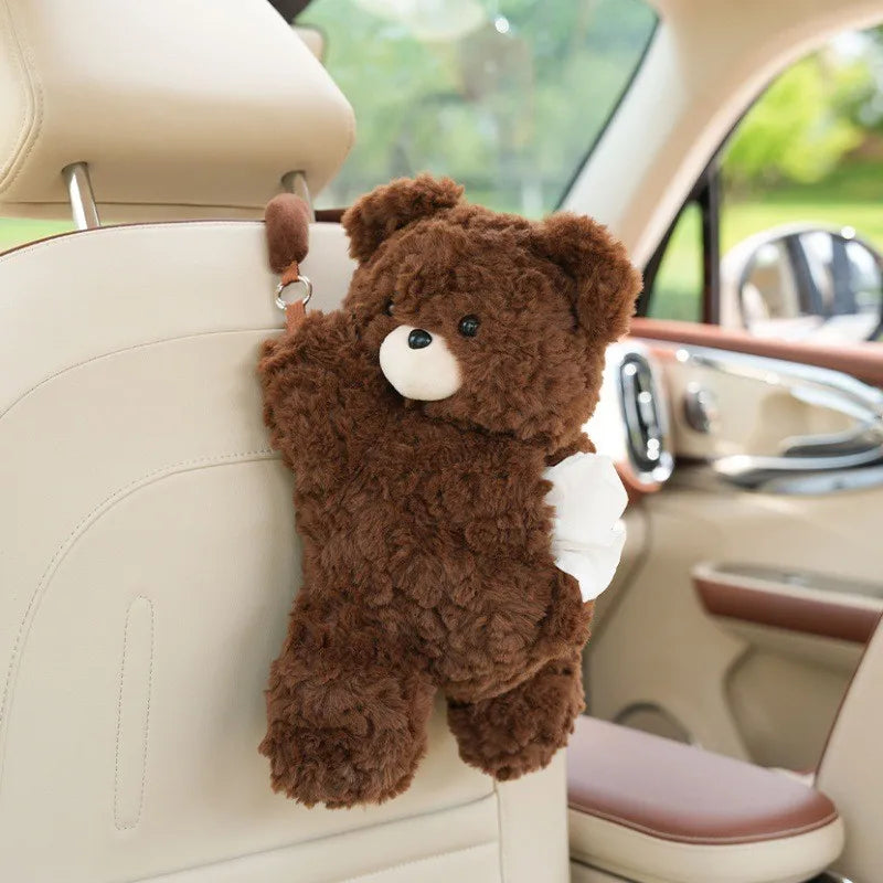 Cute Cartoon Plush Car Tissue Holder Hanging Organizer - 23