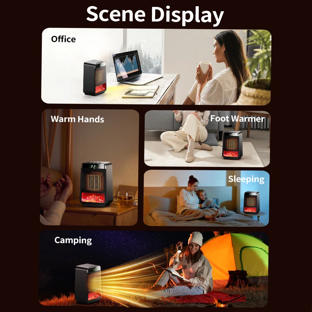 Portable Electric Space Heater with Ambient Flame Light - 20