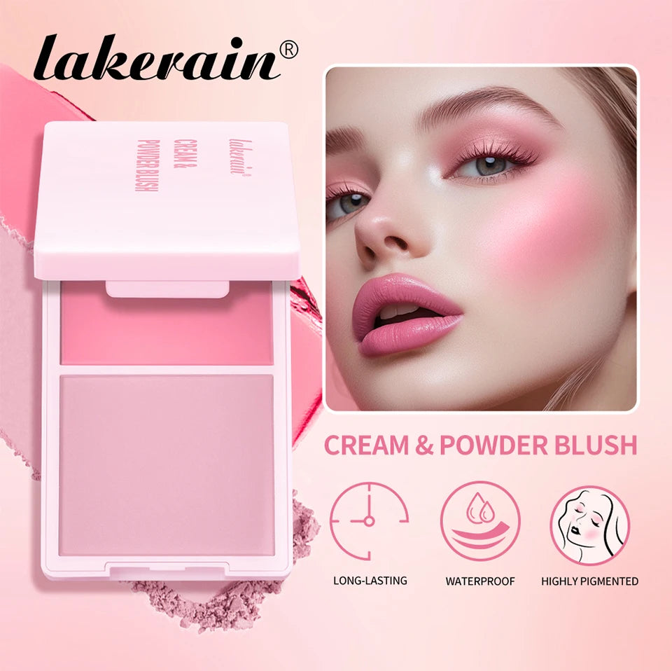 2-in-1 Cream and Powder Blush Palette for Radiant Cheek Makeup