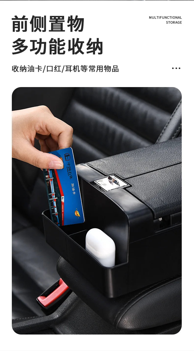 Multifunctional Car Armrest Box with Tissue Holder