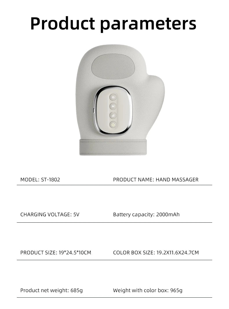 Wireless Hand and Wrist Compression Massager with Heat
