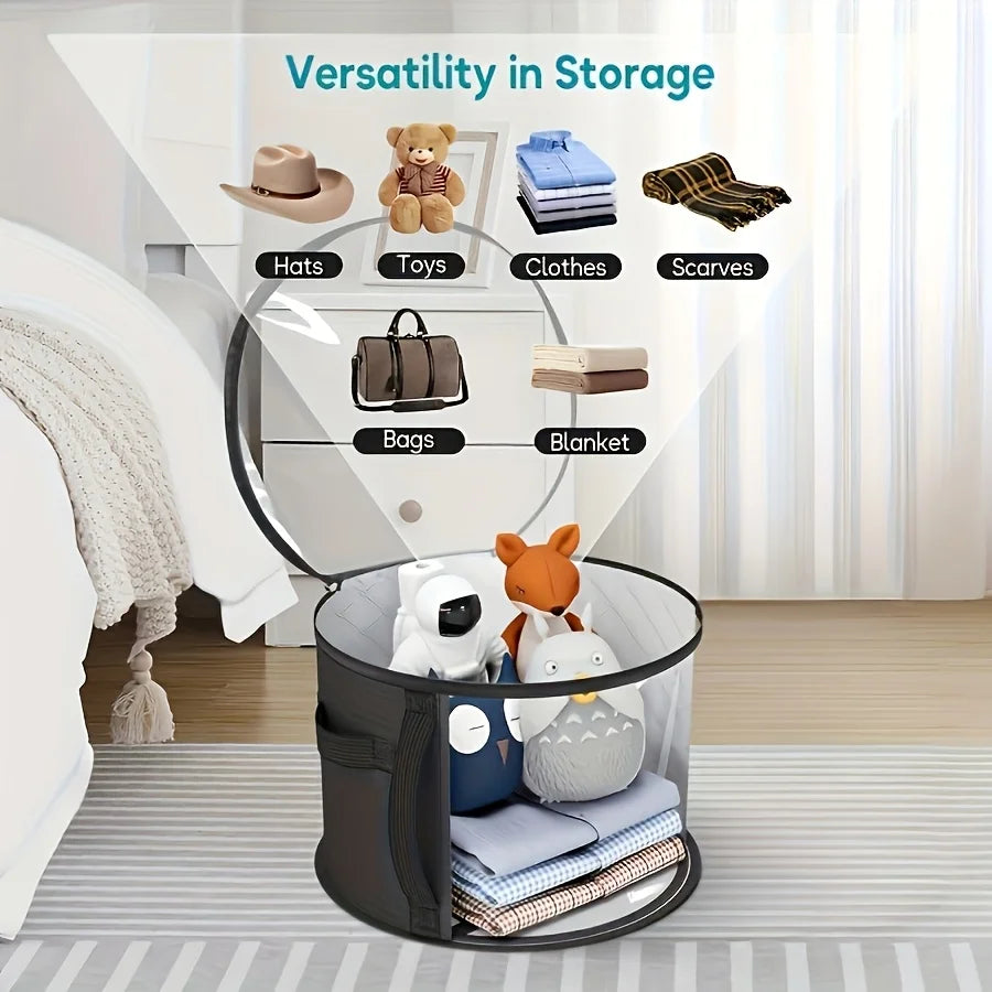 Extra-Large Foldable Hat Storage Box with Clear Viewing Window