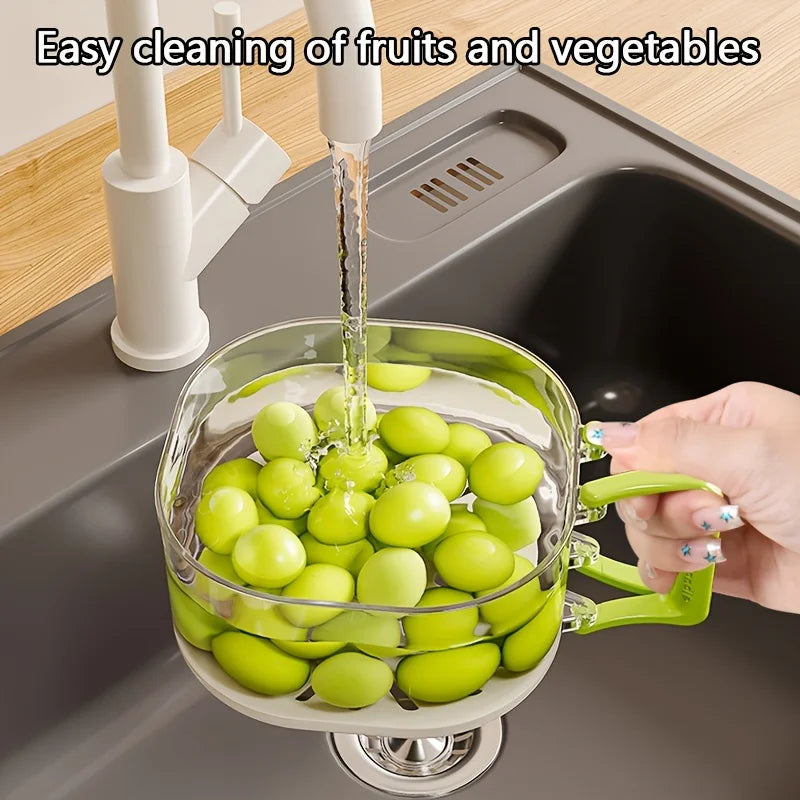Multifunctional 2-in-1 Vegetable and Fruit Drain Basket with Lid