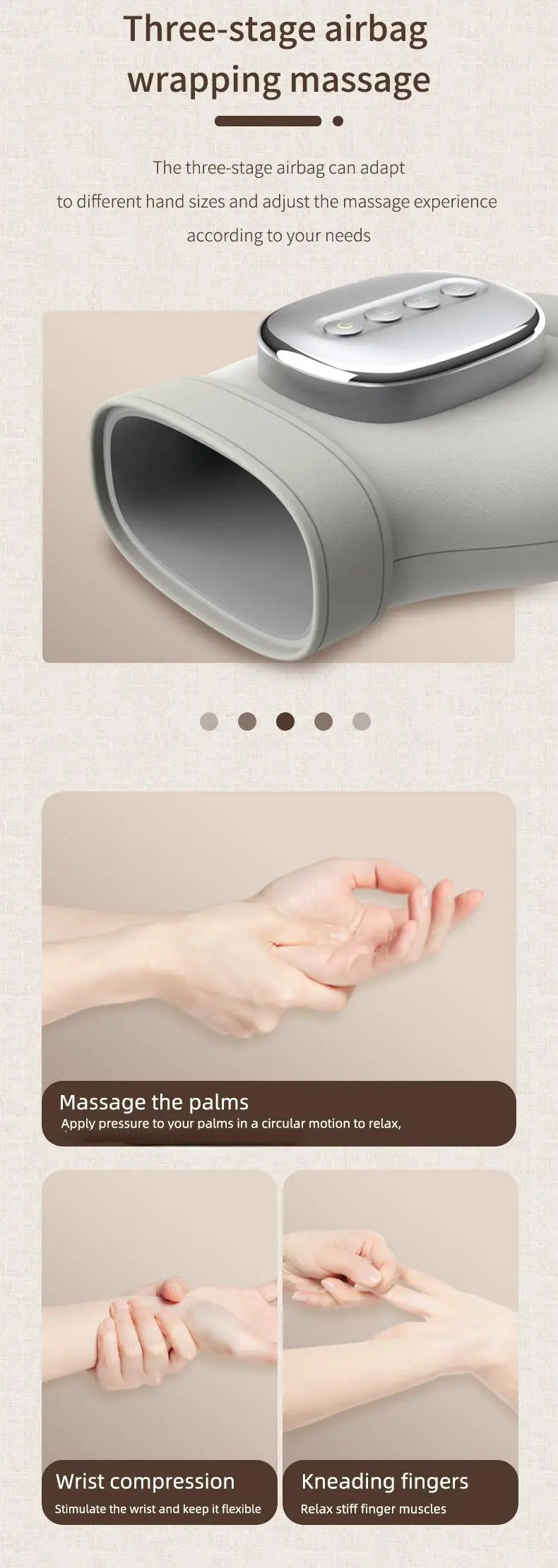 Electric Hand and Wrist Massager with Heat and Compression