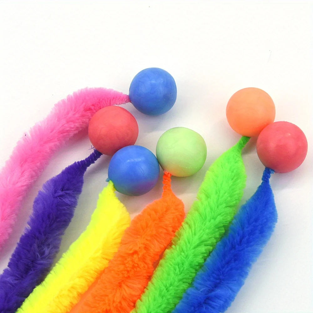 Wiggly Tail Cat Ball Toy Interactive Plush Kitten Chewing Bouncy Toy - 7