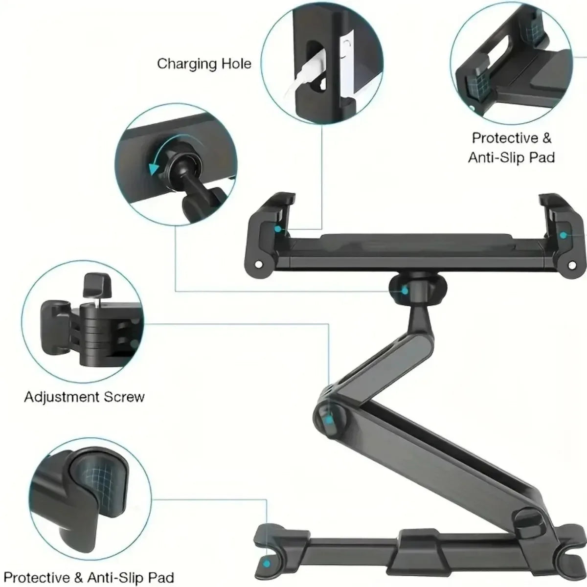 Telescopic Car Headrest Phone and Tablet Mount - 12