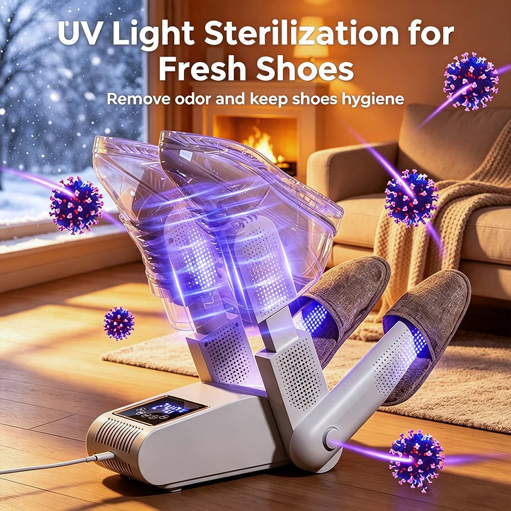 Foldable 4-Tube Shoe and Boot Dryer with UV Sterilization