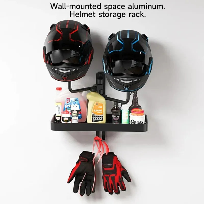 Wall-Mounted Rotating Helmet Holder and Storage Rack - 10