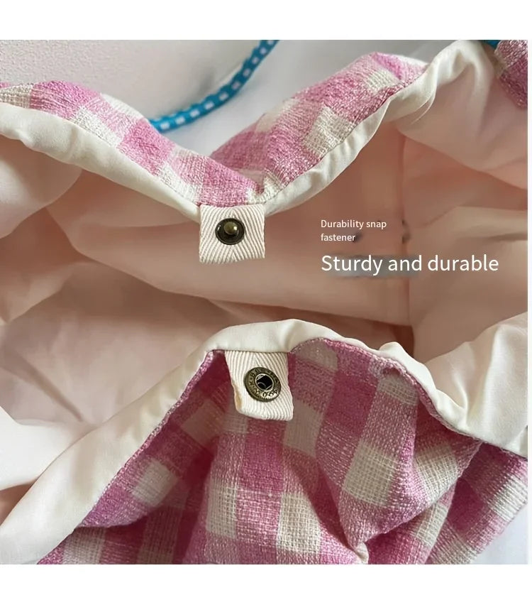 Versatile Plaid Shoulder Tote Bag for Commuter and Leisure
