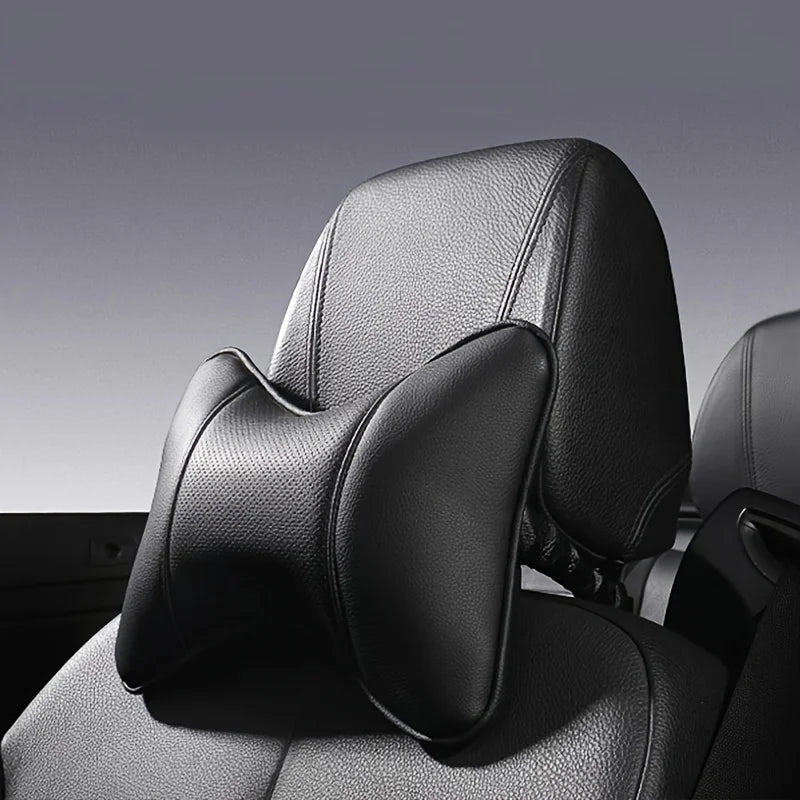 Ergonomic PU Leather Car Neck Pillow for Pain Relief