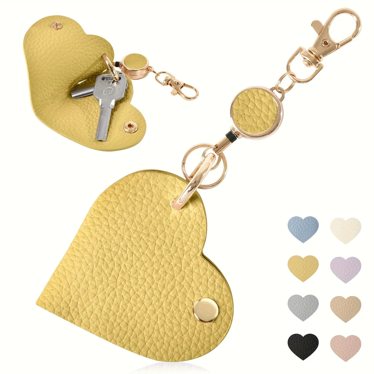 Heart-Shaped Retractable Keychain Wallet