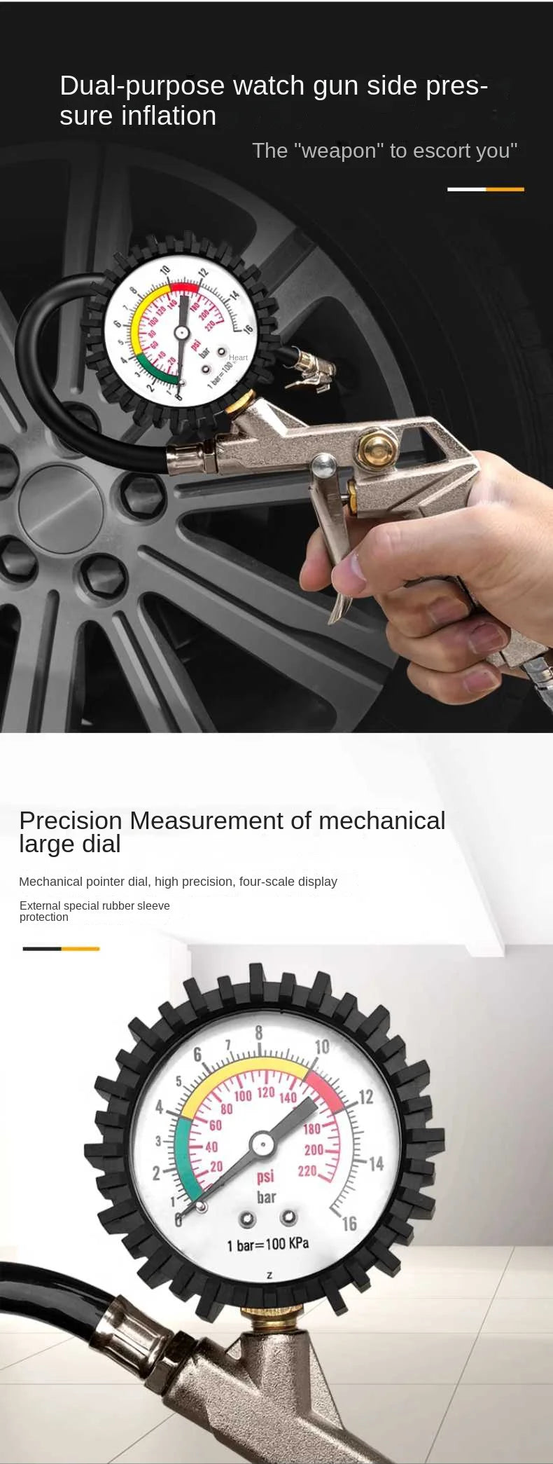 Multifunctional Tire Pressure Gauge and Inflator for Vehicles - 8