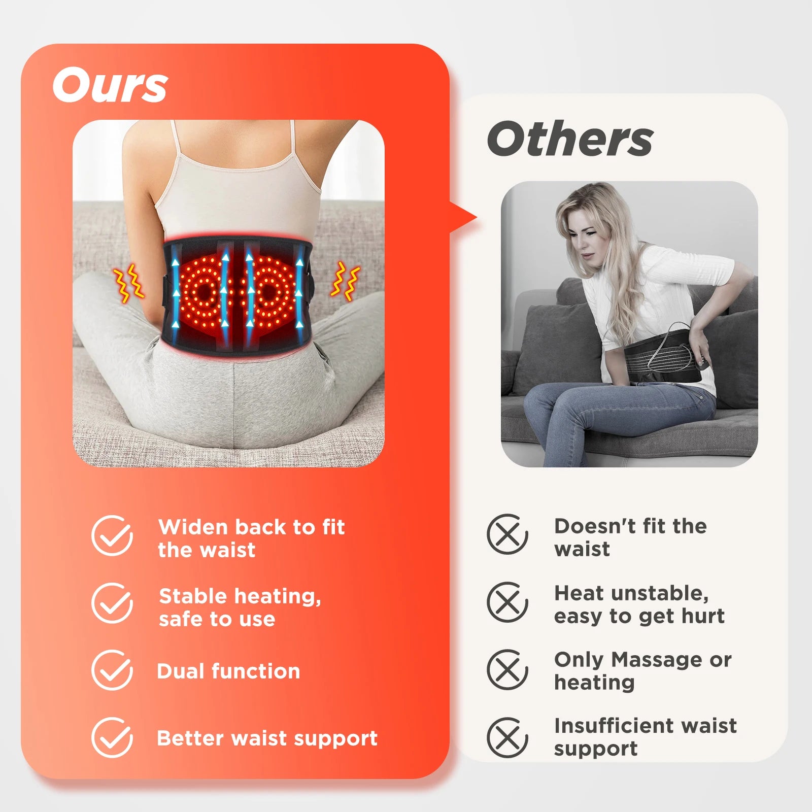 Cordless Heated Vibration Back Massage Belt for Waist Relief - 8