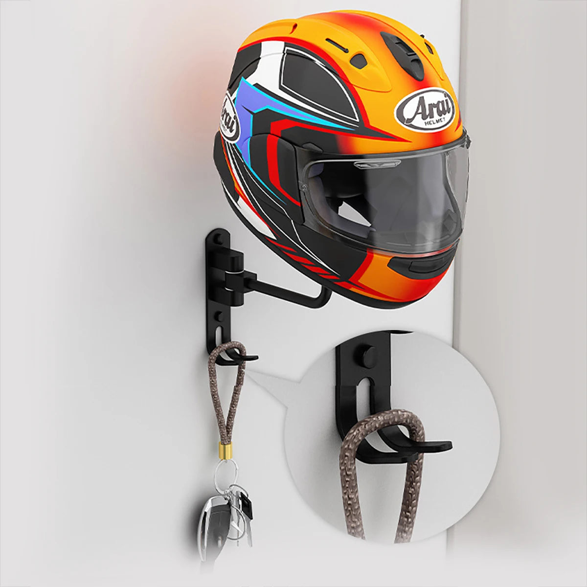 Wall-Mounted Rotating Helmet Storage Rack - 4