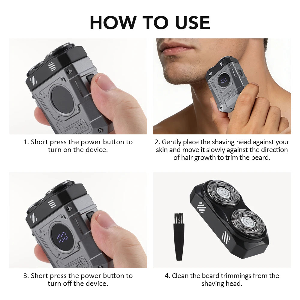 Portable Mini Electric Shaver with Digital Display