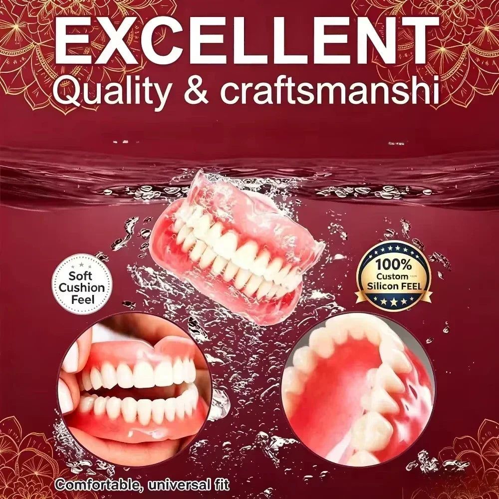 Full Mouth Soft Silicone Cosmetic Dentures Set - 10