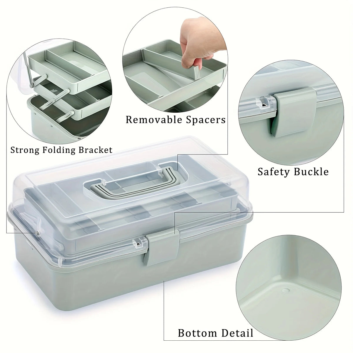 3-Layer Portable Craft and Art Supply Organizer with Adjustable Spacers