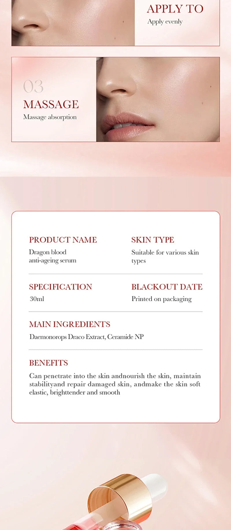 Dragon Blood Anti-Aging Facial Serum for Firming and Wrinkle Reduction