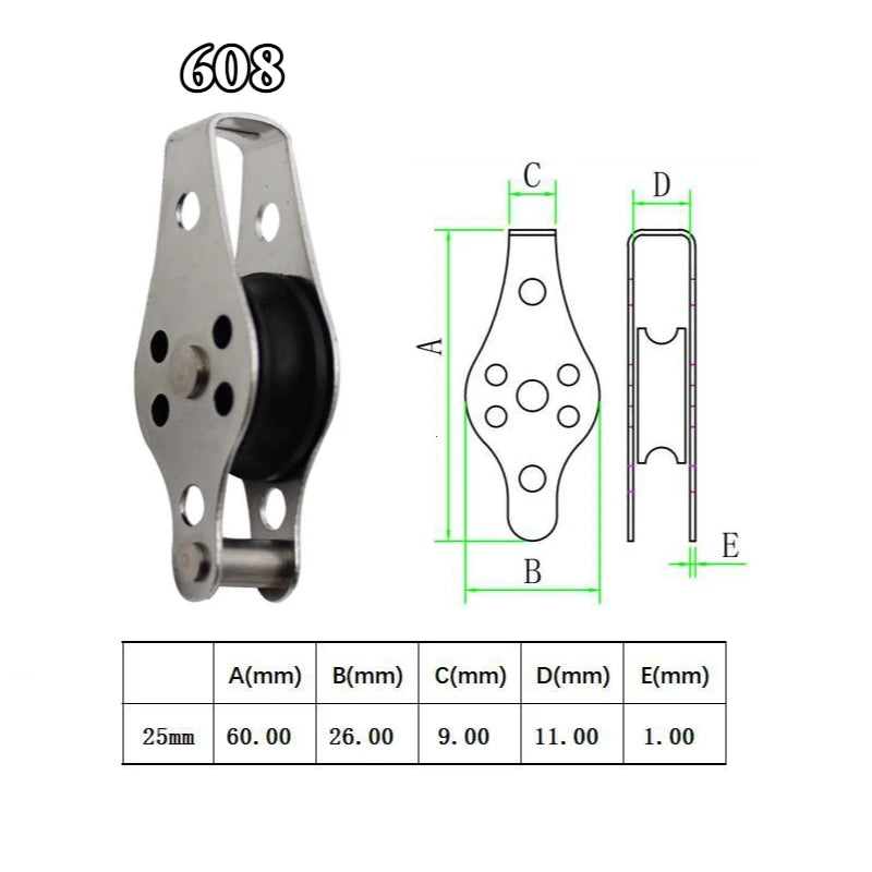 Stainless Steel Single Rope Pulley Block - 11