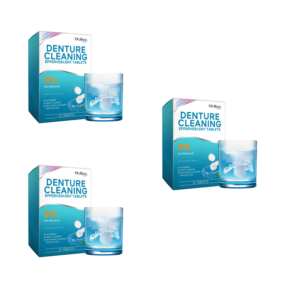 Effervescent Denture Cleaning Tablets for Fresh Breath