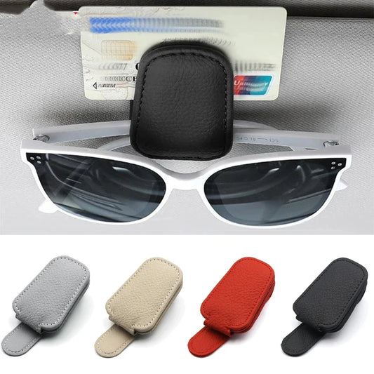 Magnetic Leather Car Visor Sunglasses and Ticket Holder