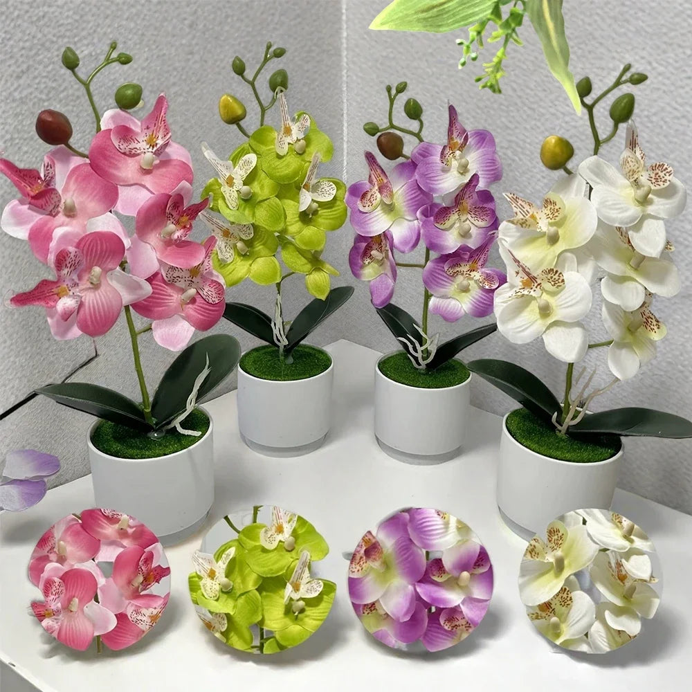 Artificial Orchid Flower Arrangement with Vase