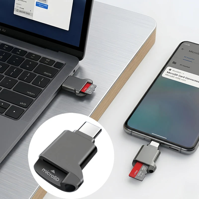 Compact USB-C External TF Memory Card Reader for Smartphones and Laptops - 1