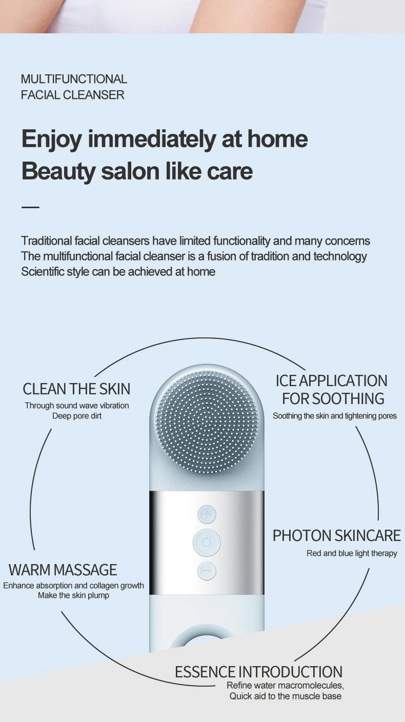 Heated and Cooling Sonic Facial Cleansing Brush - 9