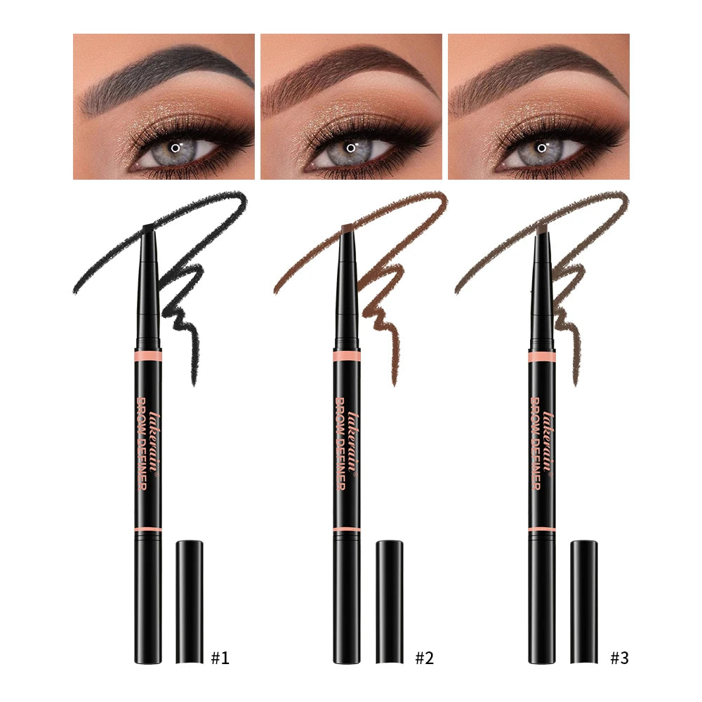 Waterproof Triangular Tip Eyebrow Pencil with Grooming Brush - 23