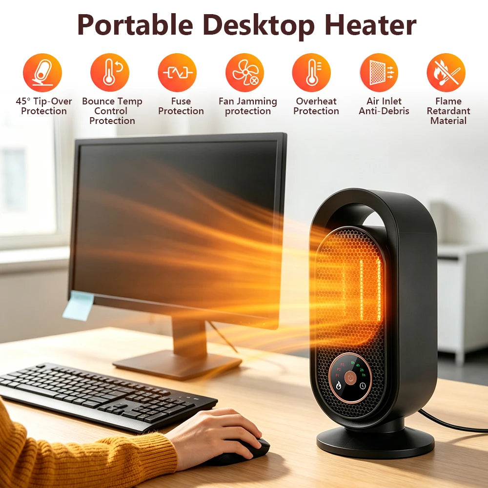 Portable PTC Ceramic Desktop Heater with Timer - 1