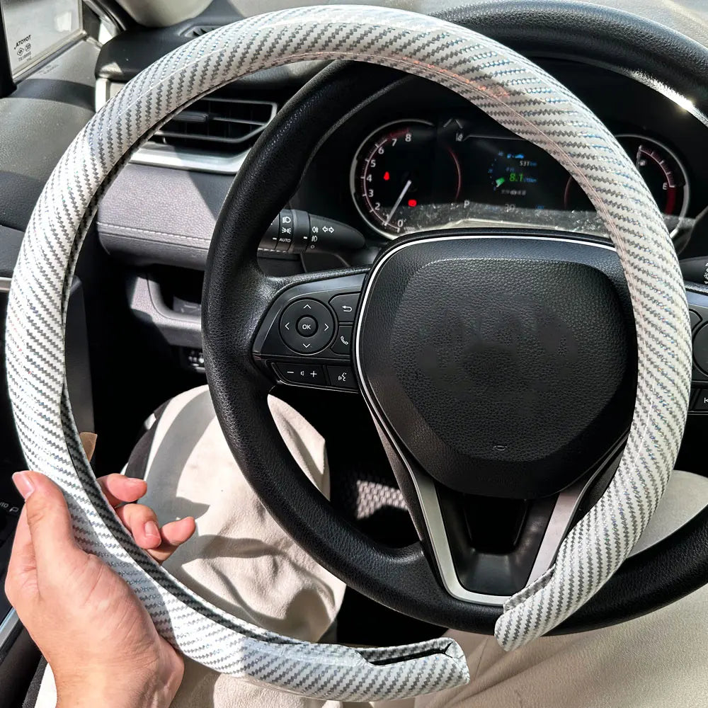 Universal Carbon Fiber Texture Car Steering Wheel Cover - 3