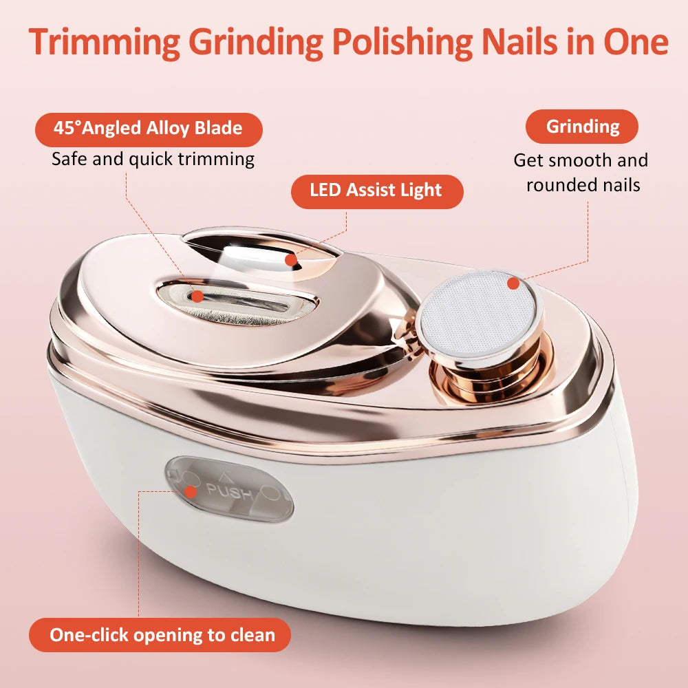 Automatic Electric Nail Clipper with LED Light for All Ages - 14