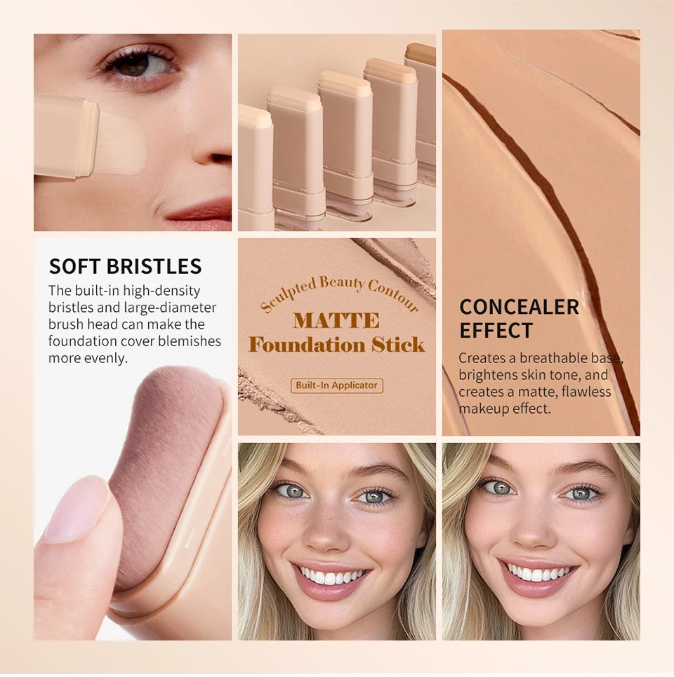 Matte Foundation Stick with Built-in Blending Brush - 10