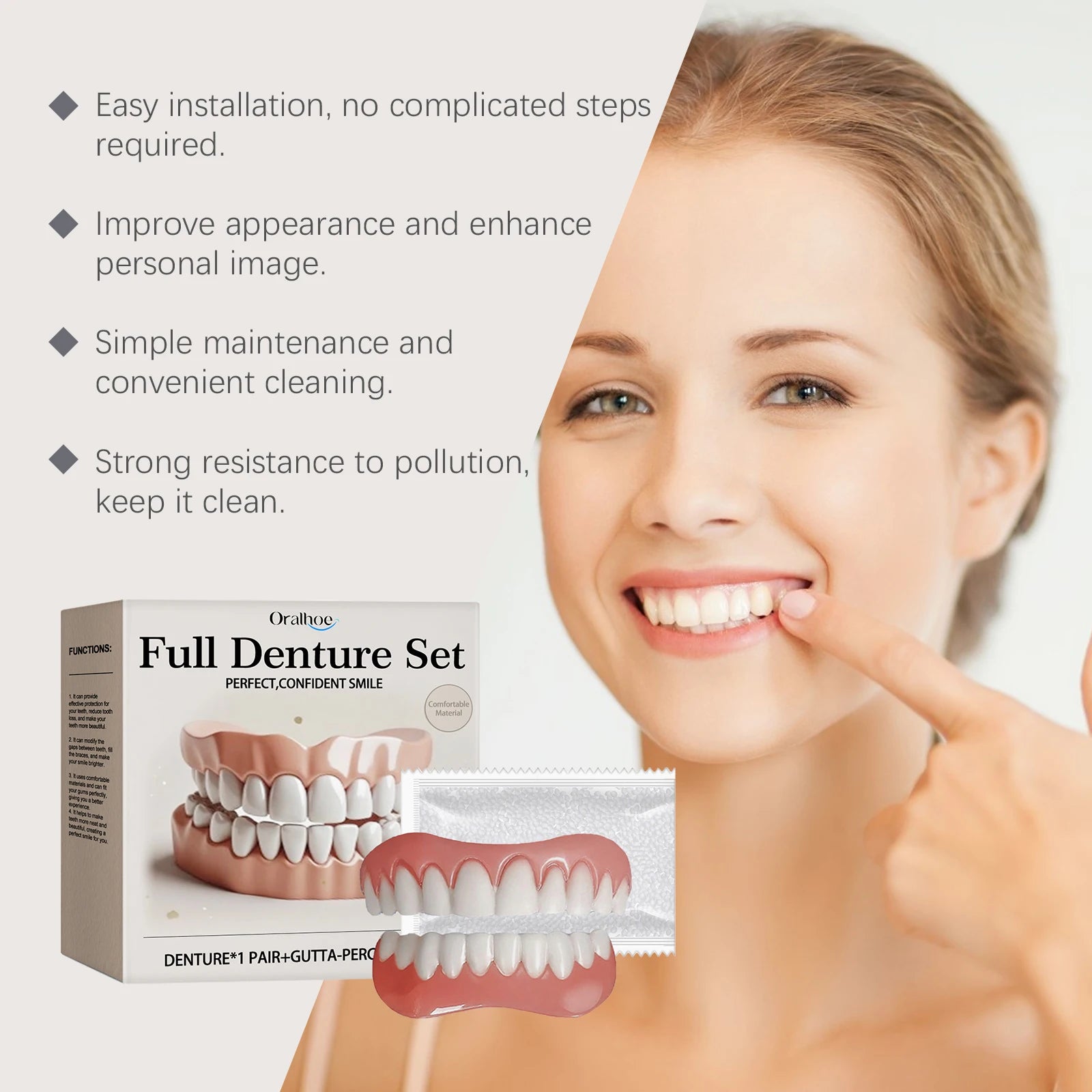 Comfortable Silicone Cosmetic Dentures for Instant Smile Restoration - 5