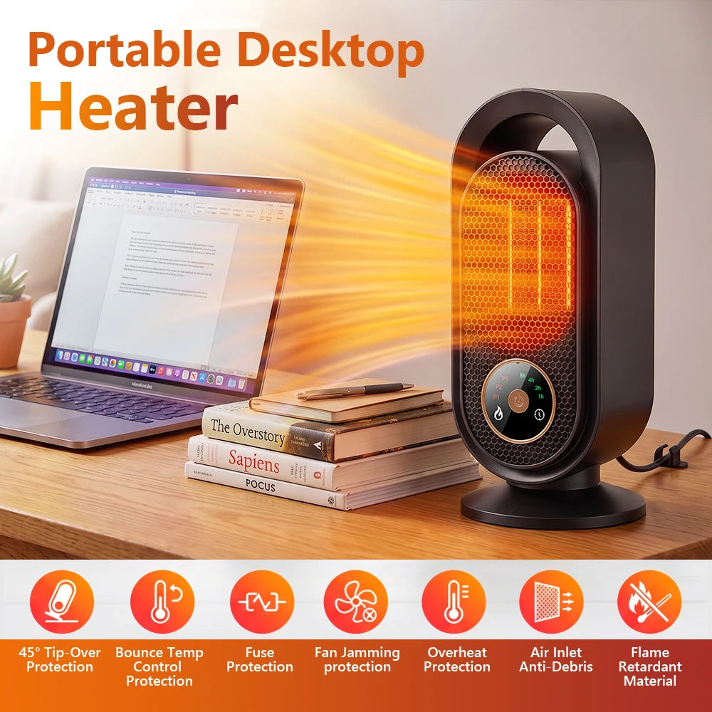 Portable PTC Ceramic Desktop Heater with Timer
