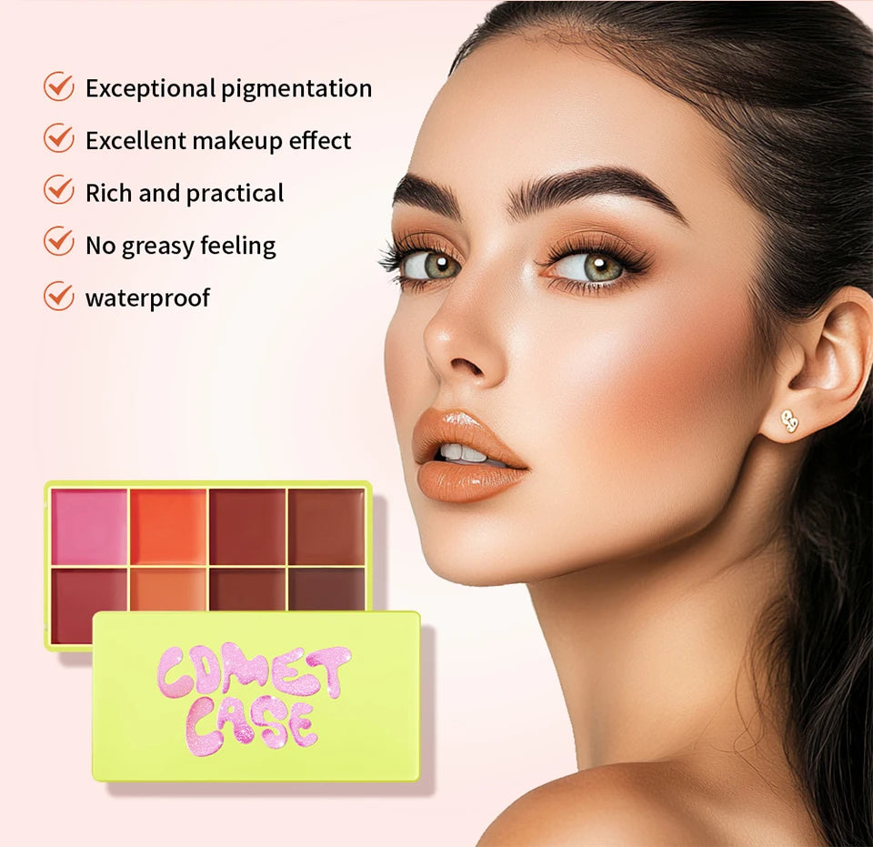 8-Color Cream Blush and Contouring Palette - 9