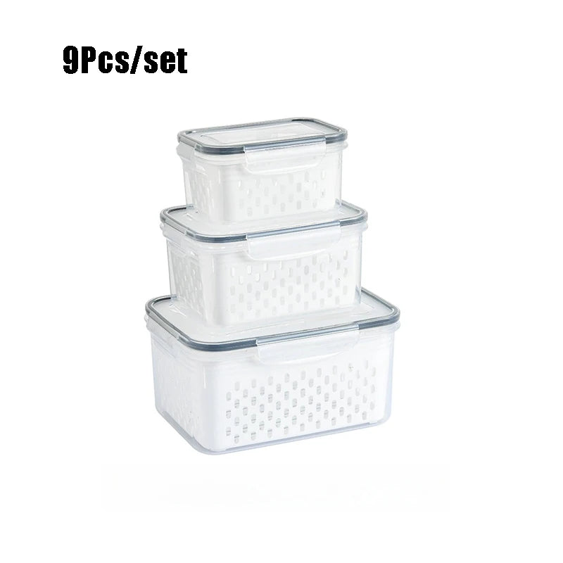 9-Piece Fruit and Vegetable Storage Container Set with Strainers - 17