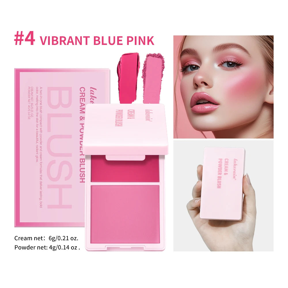 2-in-1 Cream and Powder Blush Palette for Radiant Cheek Makeup