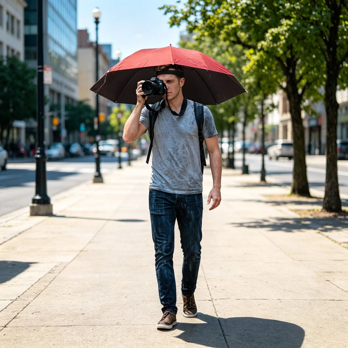 Hands-Free Head Mounted Umbrella Cap for Outdoor Activities