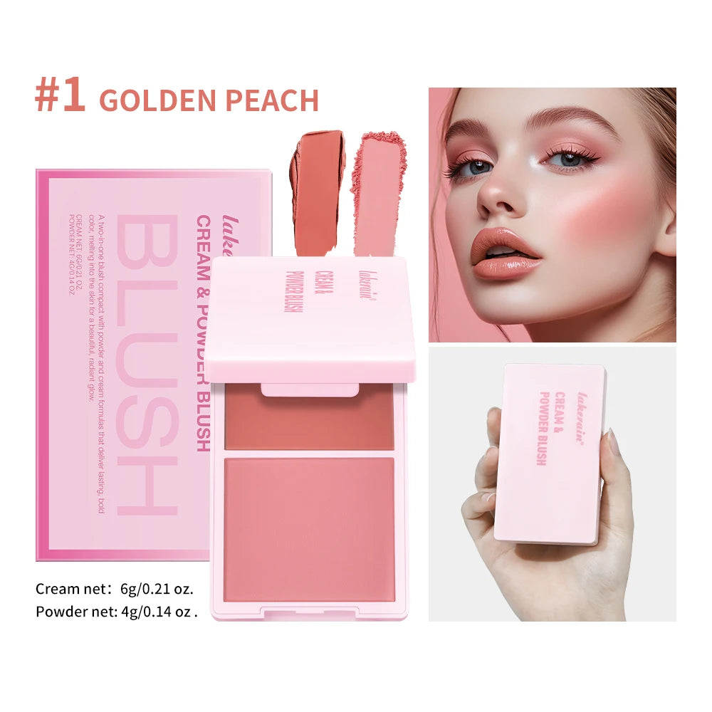 2-in-1 Cream and Powder Blush Palette for Radiant Cheek Makeup