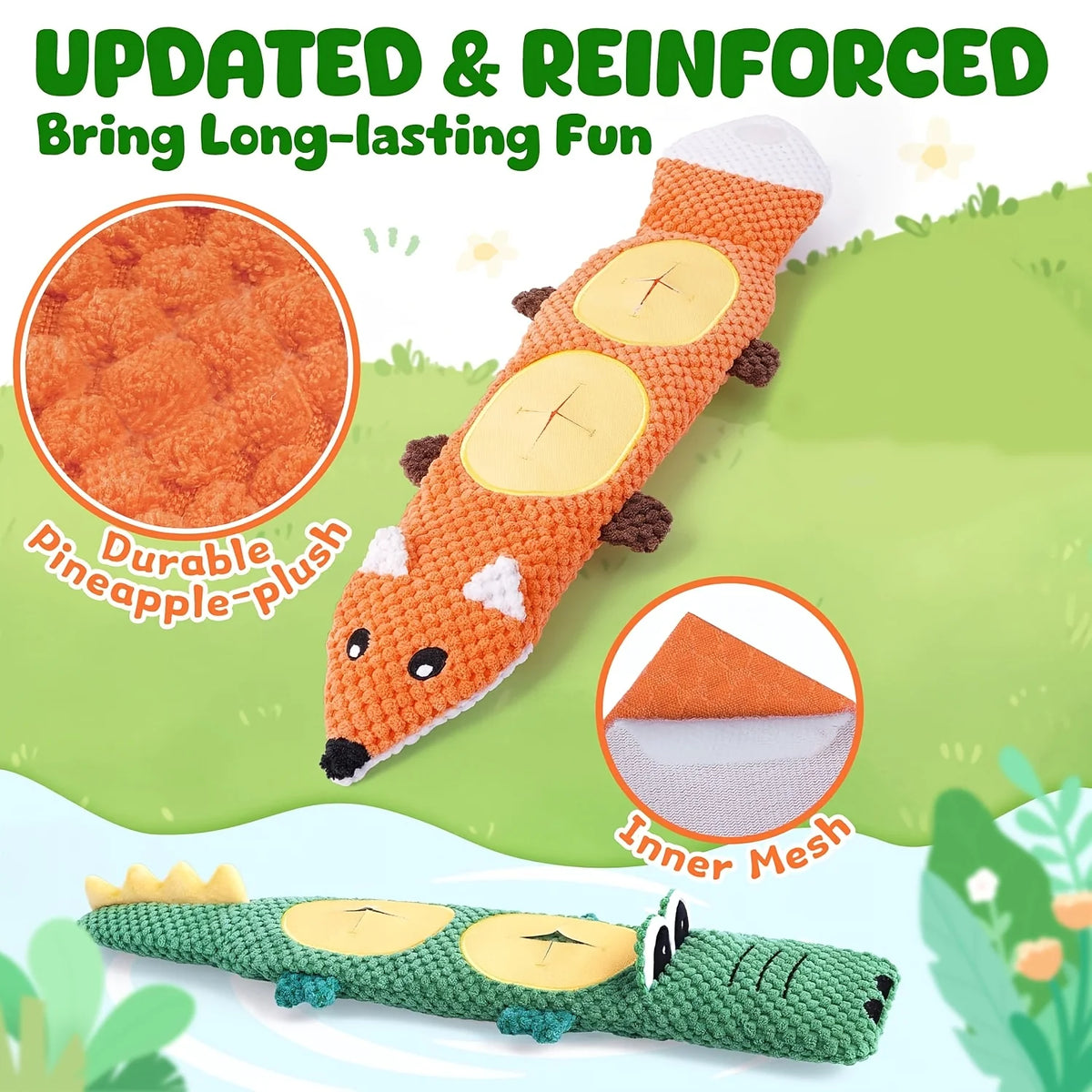 Interactive Squeaky Plush Dog Toy for Treat Hiding