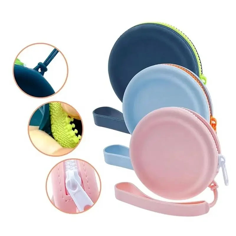 Portable Silicone Round Storage Pouch for Accessories and Coins