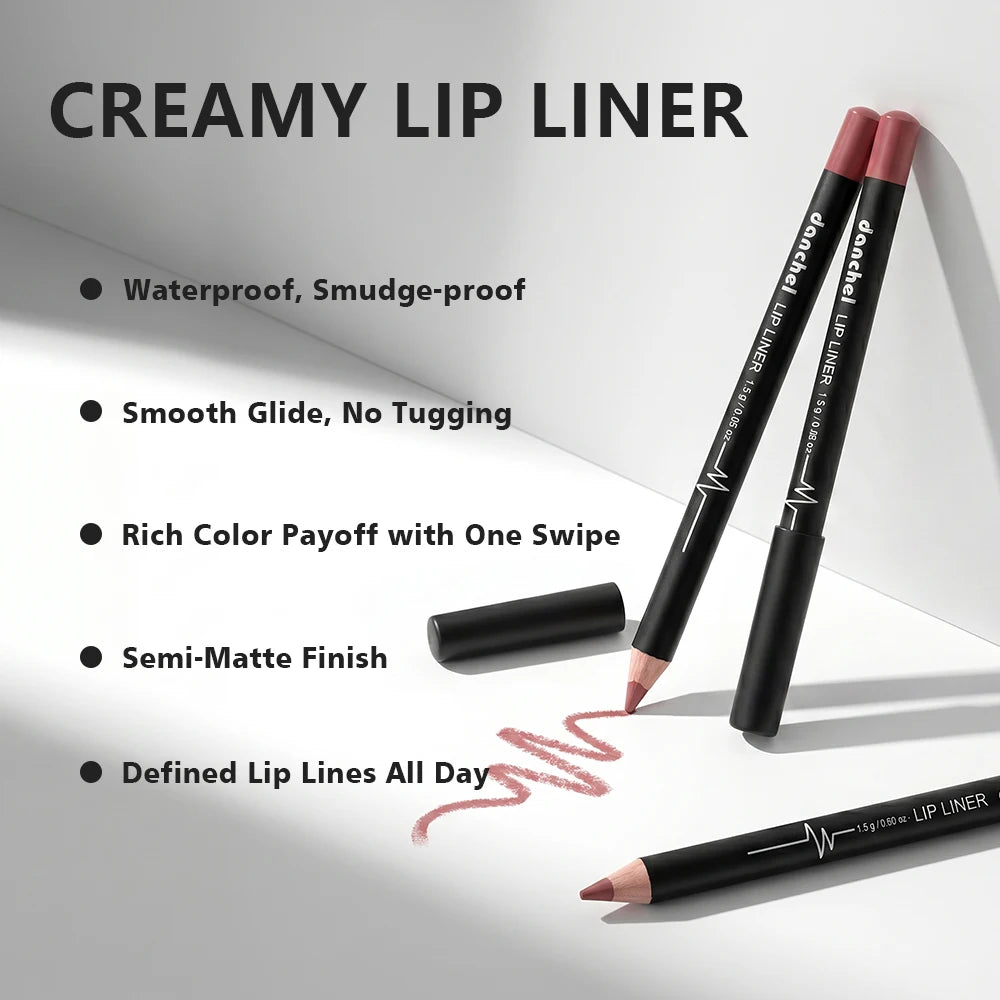 12-Piece Waterproof Semi-Matte Lip Liner Pencil Set - 7